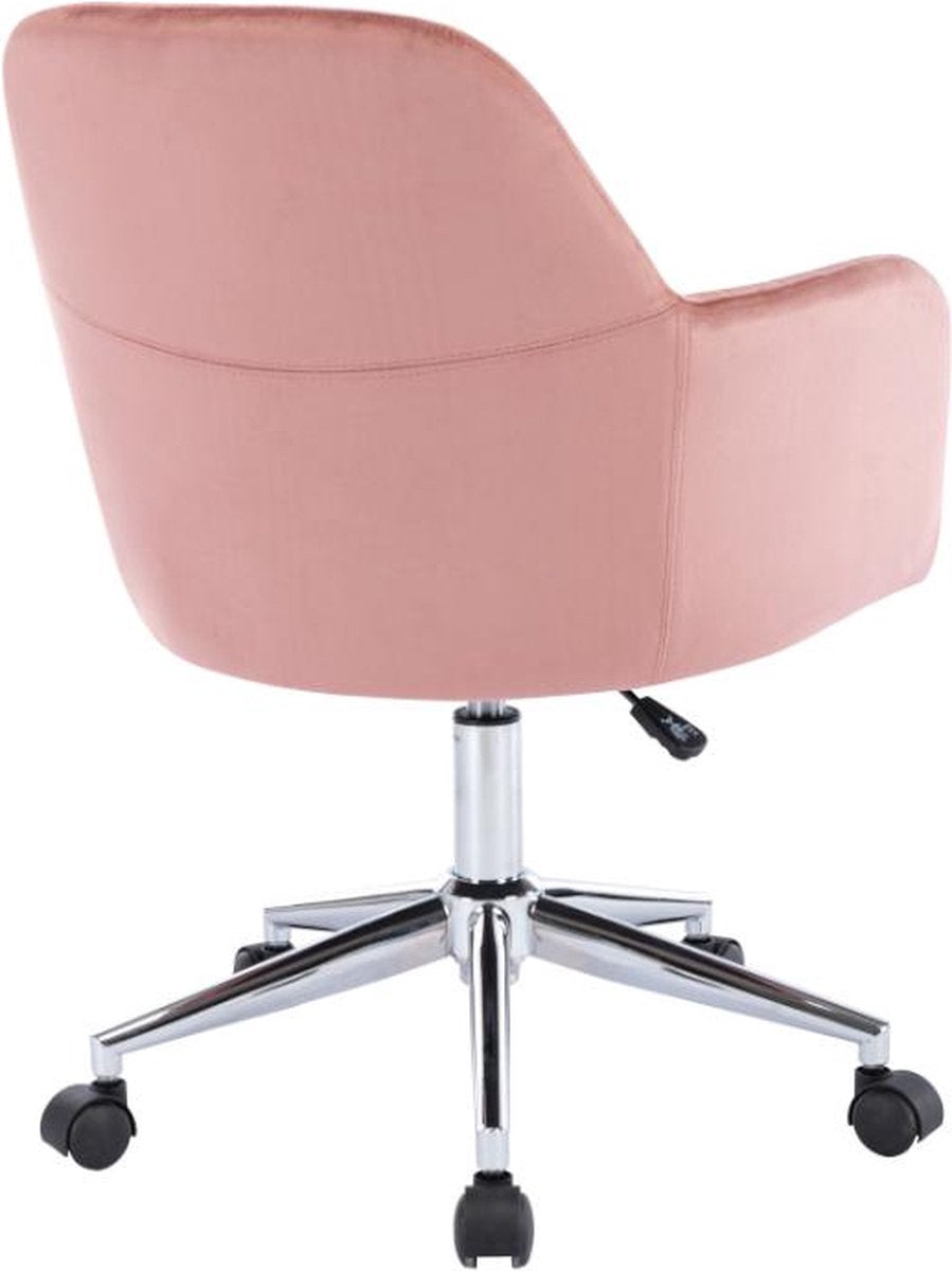 Vente-unique Bureaustoel - Fluweel - Roze - In hoogte verstelbaar - ELEANA L 59 cm x H 89 cm x D 61,5 cm