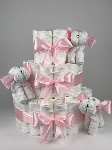 Chouette-Chouette | Luiertaart Meisje | Kraamcadeau | Geboorte Meisje | Babyshower | Hondjes Roze