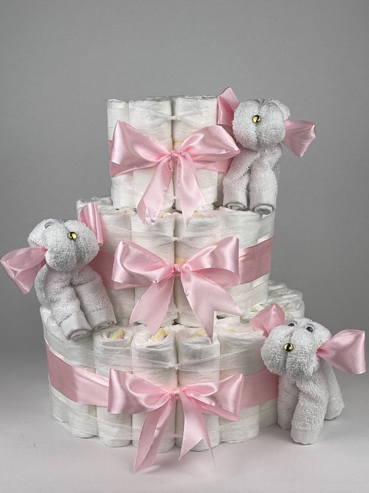 Chouette-Chouette | Luiertaart Meisje | Kraamcadeau | Geboorte Meisje | Babyshower | Hondjes Roze