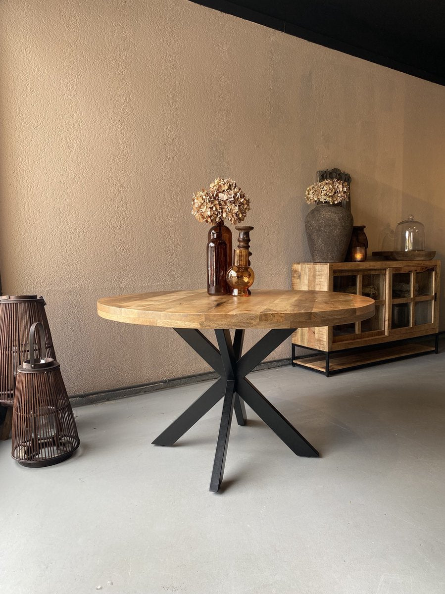 Ronde tafel spinpoot - 150 cm mangohout