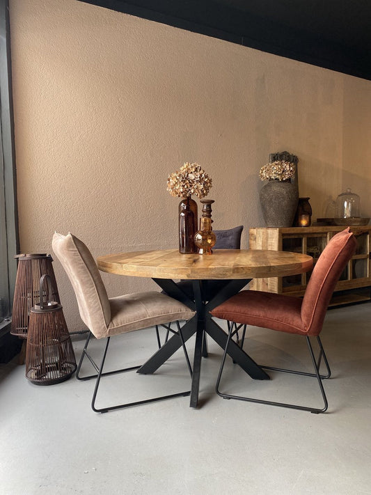 Ronde tafel spinpoot - 130 cm mangohout