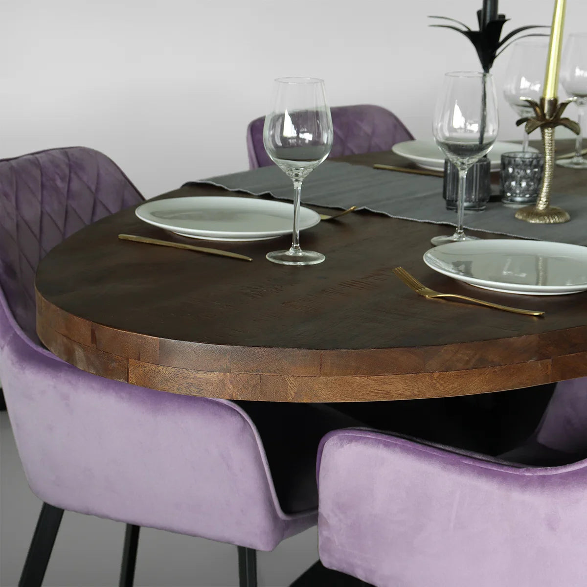 Eettafel ovaal mangohout 180cm James bruin - ovale industriële tafel duurzaam mango eetkamertafel