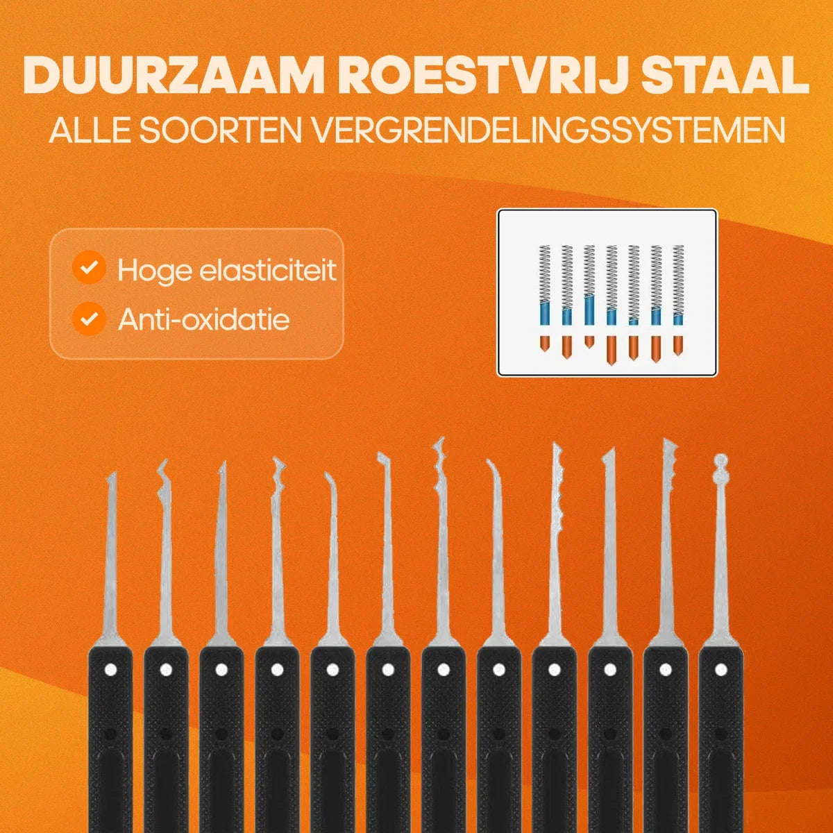 Lockpick set 46 stuks - Meest uitgebreid - Voor beginners en gevorderden - Survivalset - Incl. 4 doorzichtige sloten + 3 bonus levels - Handleiding