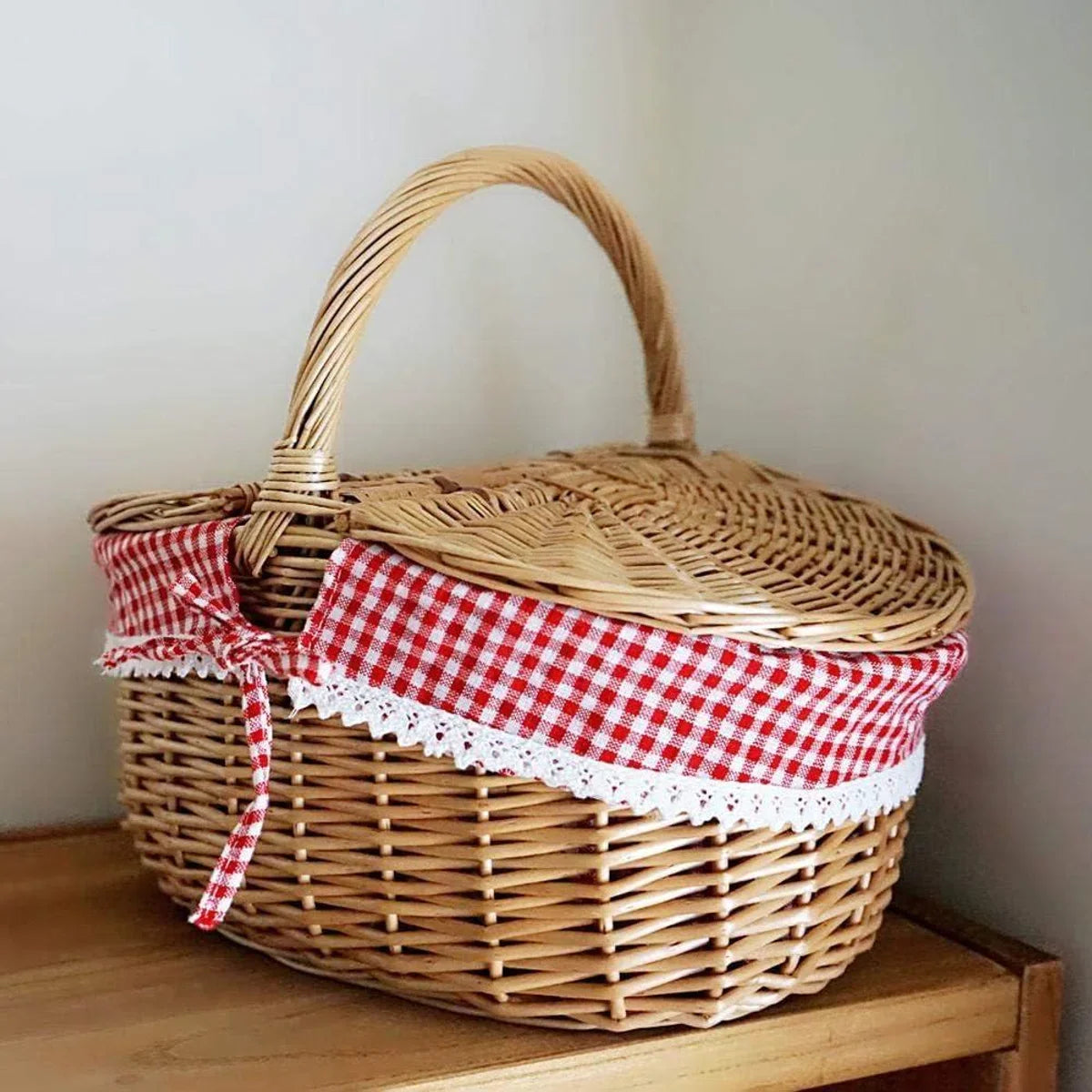 Rieten picknickmand voor kinderen handgeweven paaseierenopslag snoepgeschenk voor bruiloft - Roodkapje mand picknickmand