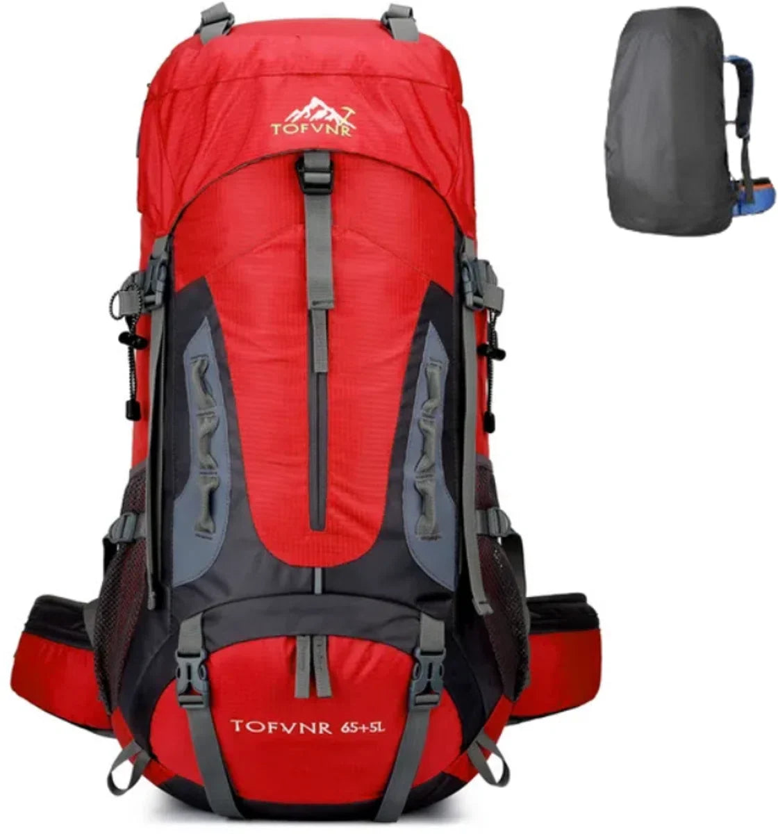 E-Shop4u® - 70L - Rugzakken - Rugzak - Wandelrugzak - Kampeerrugzak - Wandelen - Trekking - Rugzak - Outdoor - Lichtgewicht - Nylon - Rood - 70 Liter - Rugzak Organizer