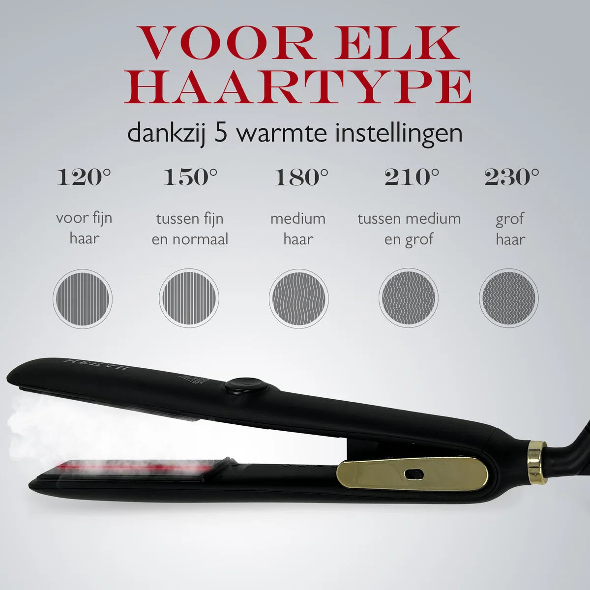 Stijltang op basis van stoom - Infrarood technologie Stoomstijltang - Zwart/goud