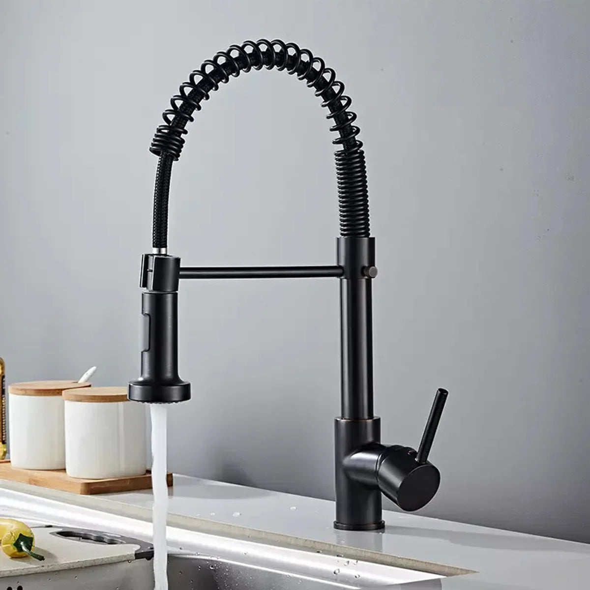 Black Kitchen Tap with Pull-Out Spout | Mixer Tap | Flexible Hose