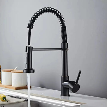 Zwarte Keukenkraan met Uittrekbare Uitloop | Mengkraan | Flexibele Slang