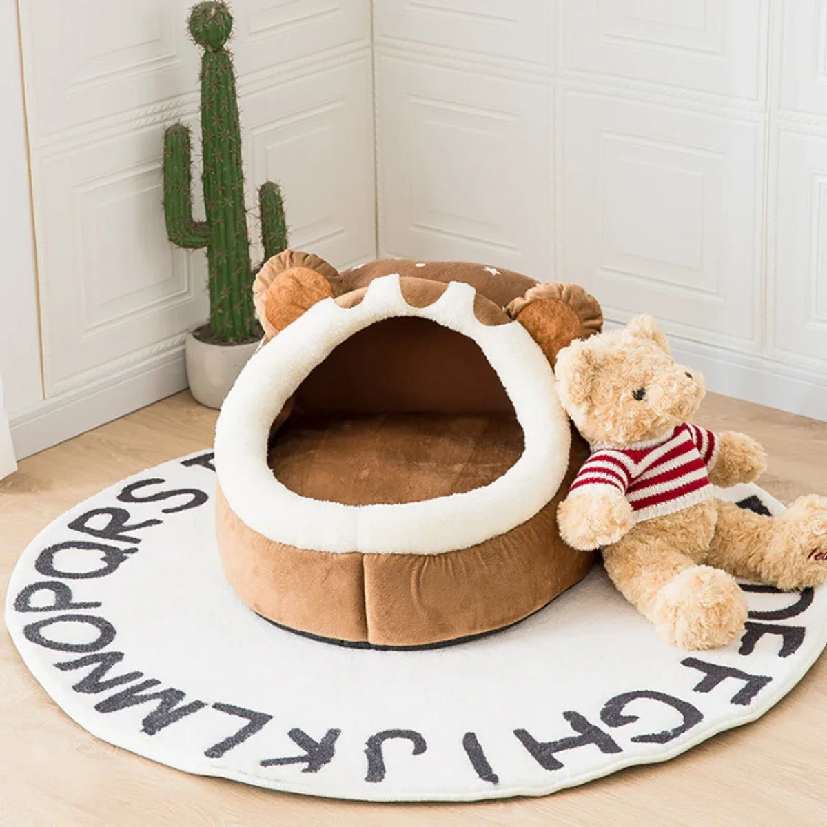Winterbed voor hond zelfverwarmend puppyhuis knusse binnentent nest zachte mand voor kleine tot middelgrote kat of hond XXL 60x60x40cm