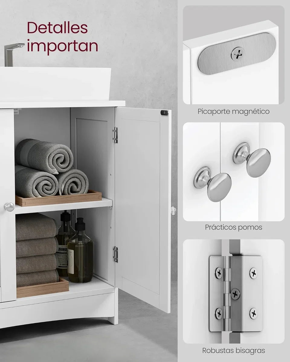 Washbasin Base Cabinet With Siphon Cut-out - Bathroom Washbasin Cabinet Siphon Storage Furniture Cabinet - White