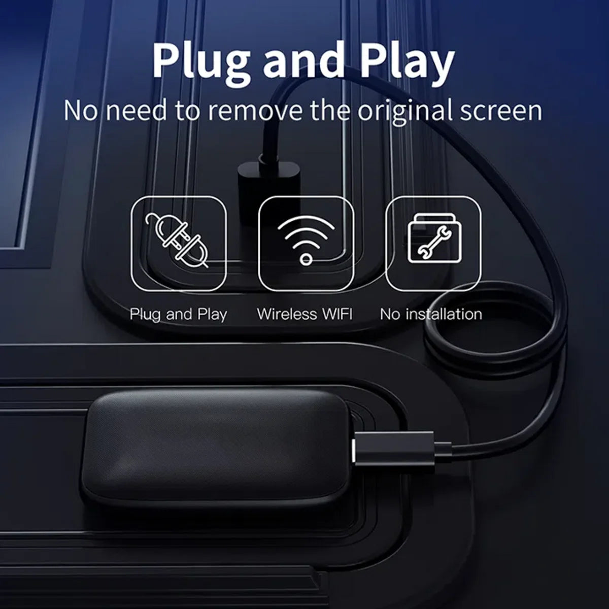 Wireless AI Dongle met Netflix en Youtube - geschikt voor Apple CarPlay & voor Android auto - 5GHZ - 8GB - 128GB uitbreiding - Compact - Snel - Zwart