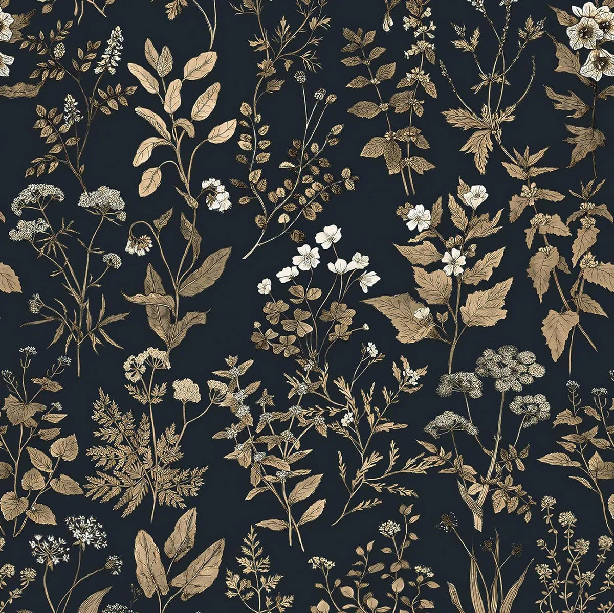 Self-adhesive wallpaper with flowers, 41 cm x 3 m, golden floral pattern, waterproof furniture film, self-adhesive vinyl, adhesive film for living room, bedroom, furniture, wall covering