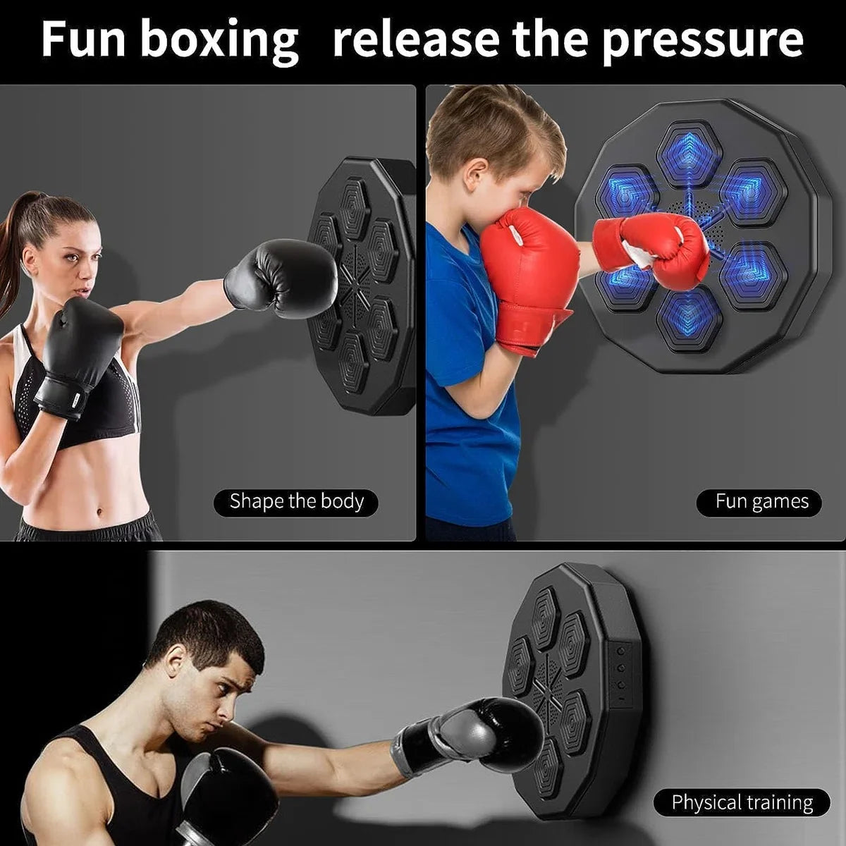Boksmachine - Digitale boksmachine - Met muziek & Bluetooth - Intelligente Training - Muurbevestiging - Zwart - Boksen - Boksbal - Bokszak - Boxing Machine - Boxmachine - Boksmachine met muziek