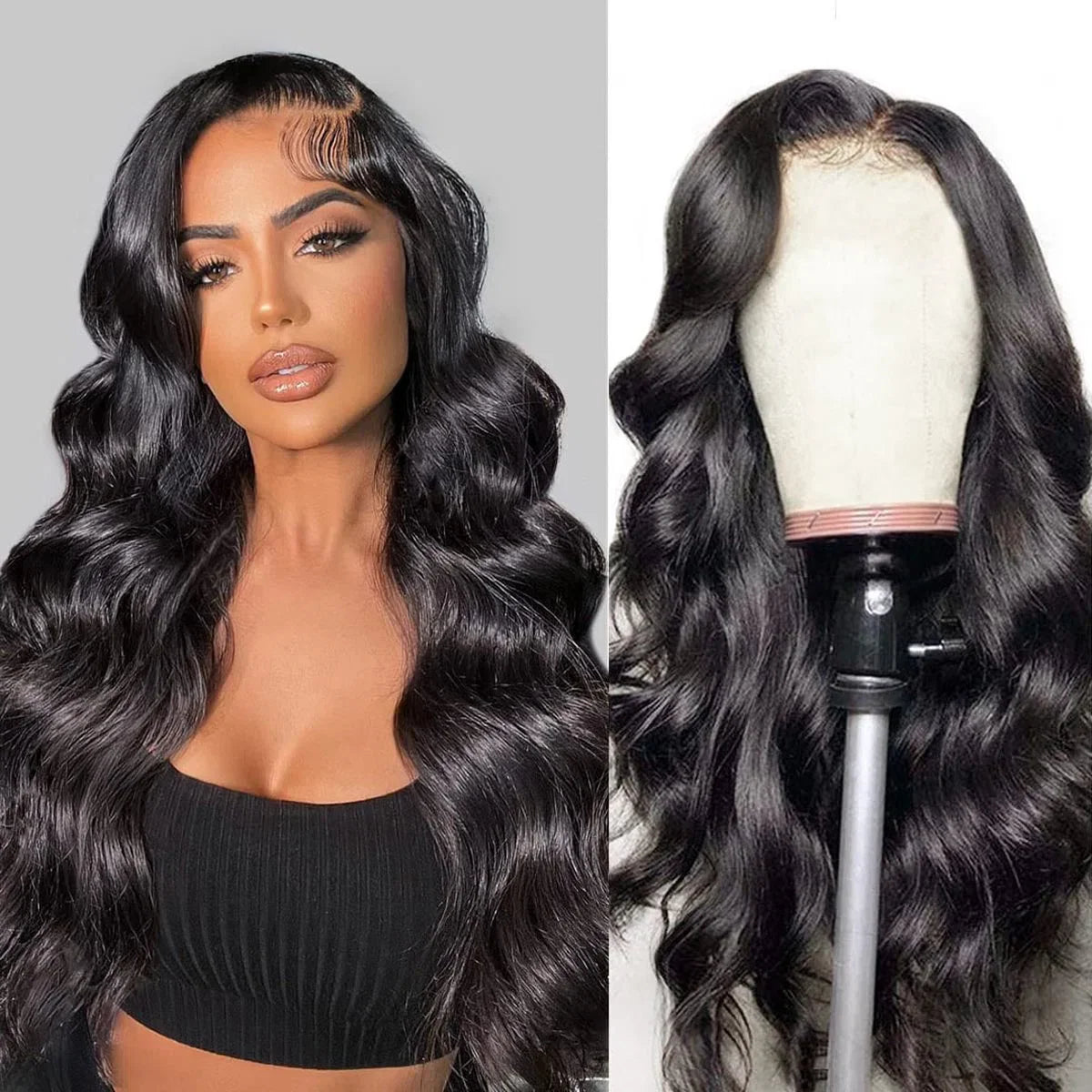 Women's Wigs Real Hair - Women's Wigs Long Hair - Black Wig - 40 cm
