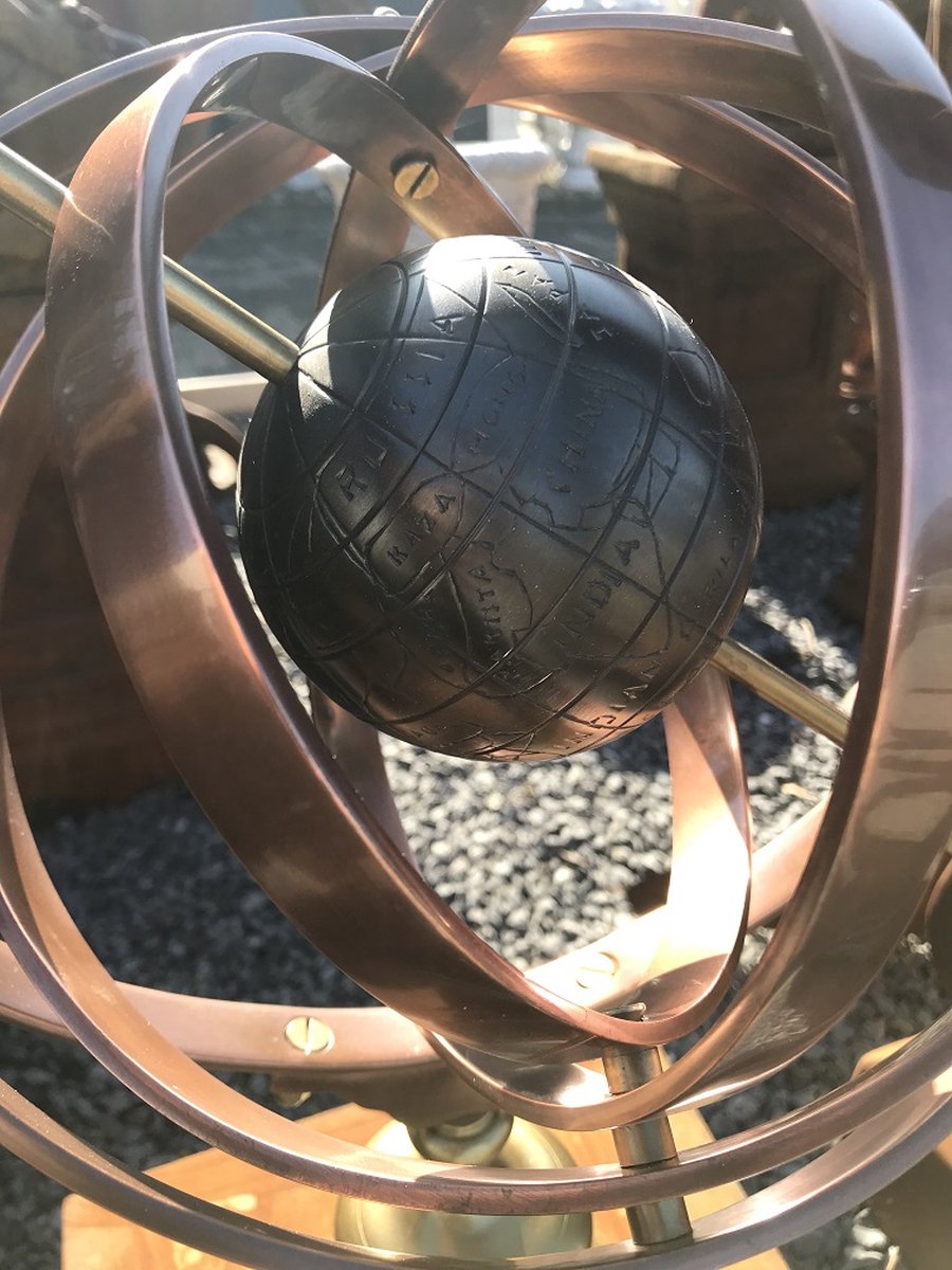 Sundial with earth as a centerpiece, on a base