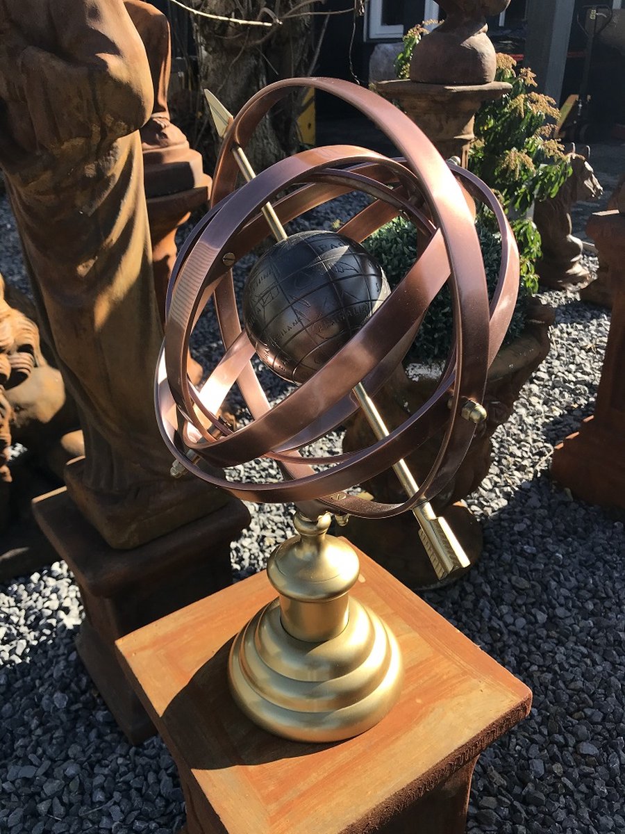 Sundial with the earth as its center, on a base