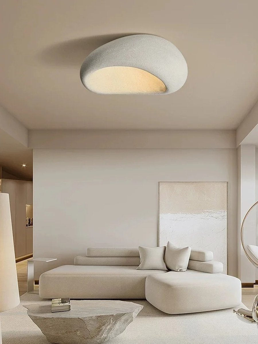 Nordic LED Ceiling Light 29 cm Cement WHITE - Pendant Lamp - Wabi Sabi - Japandi - Minimalist Lamp - Texture White Decorative Element - Chandelier - Stylish Lighting - Japandi Aesthetic - Minimalist Design - Modern Contemporary Look - LED