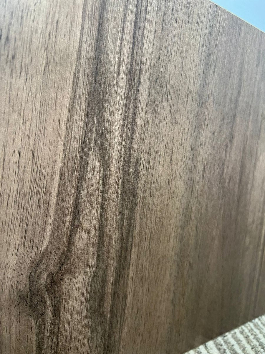 Salontafel halfrond glas hout - walnoot - 90x30 cm - gehard glas - Retro - bijzettafel rond glas