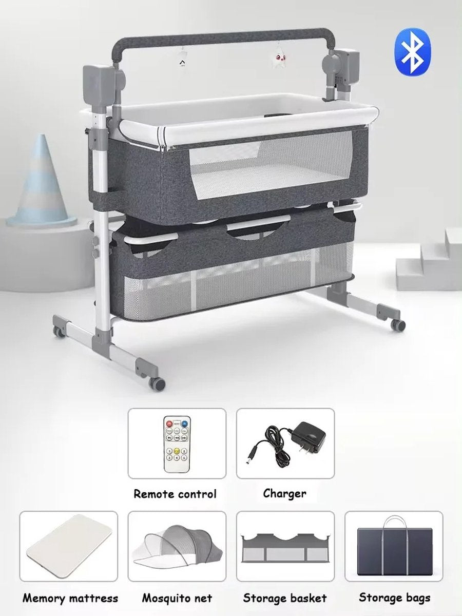 Babybed - Babybedje - Babybed Met Matras - Elektrisch - Grijs