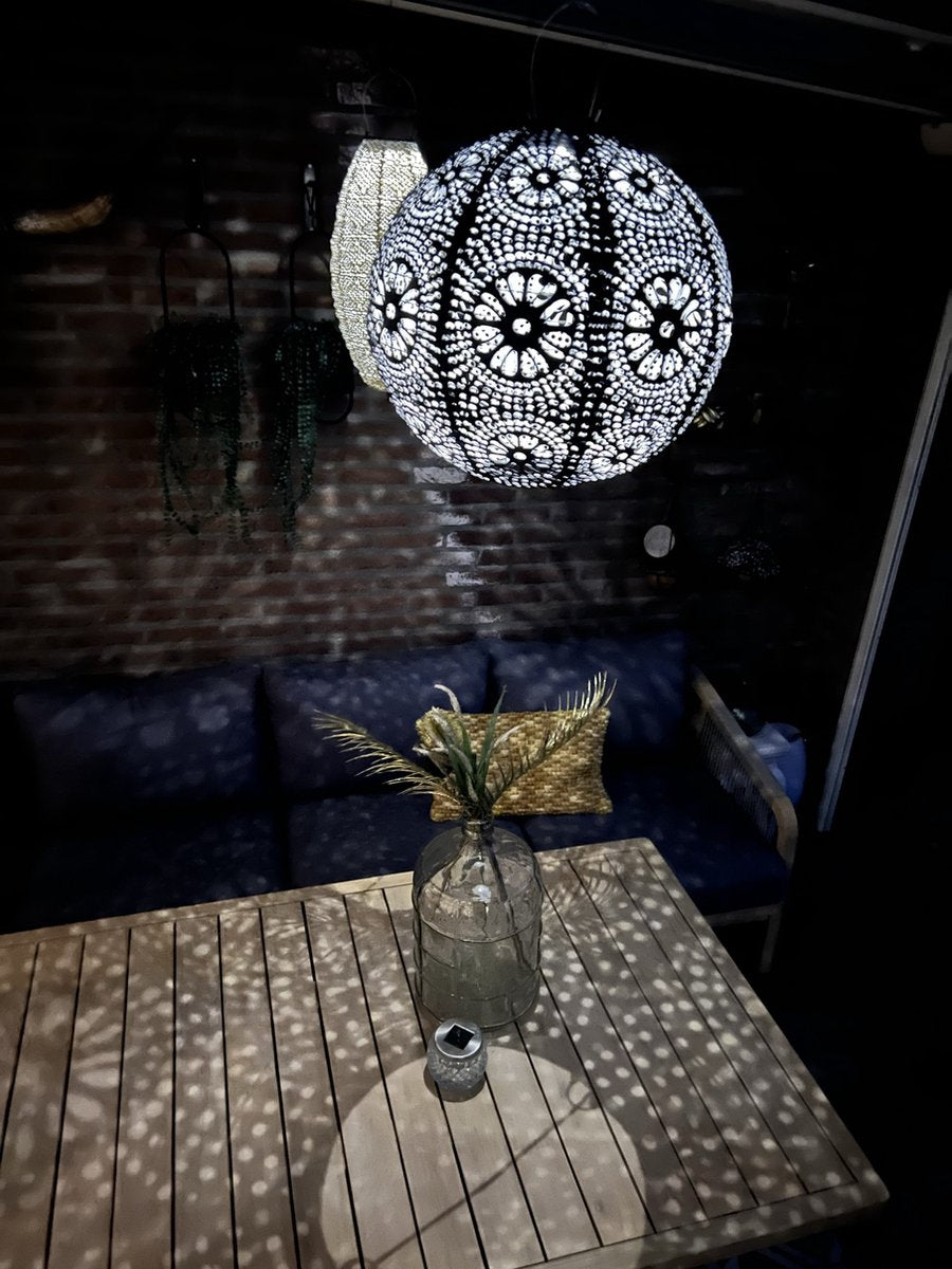 7 x Solar buiten Lampion met motief - Pakket - tuinverlichting - zonne energie - buitenlamp