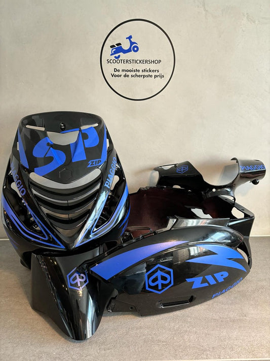 Piaggio Zip - SP-pakket - Piaggio Zip-accessoire - Scooteraccessoires - Scooterstickers - Stickerpakket - Blauw