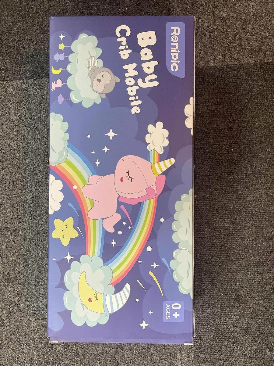 Baby Mobile - Electric Musical Crib Toy for Girls and Boys - Grey