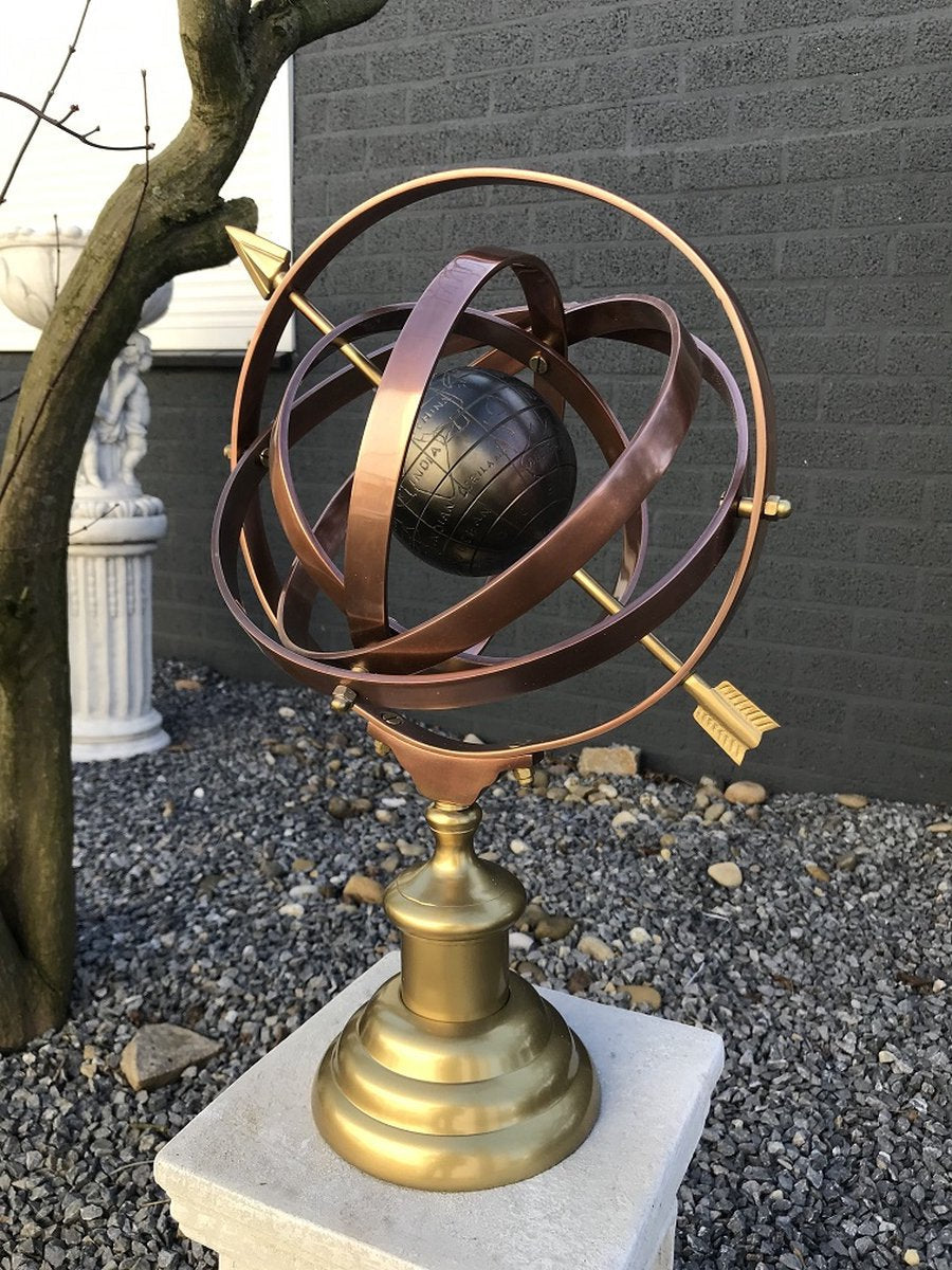 Sundial with the earth as its center, on a base