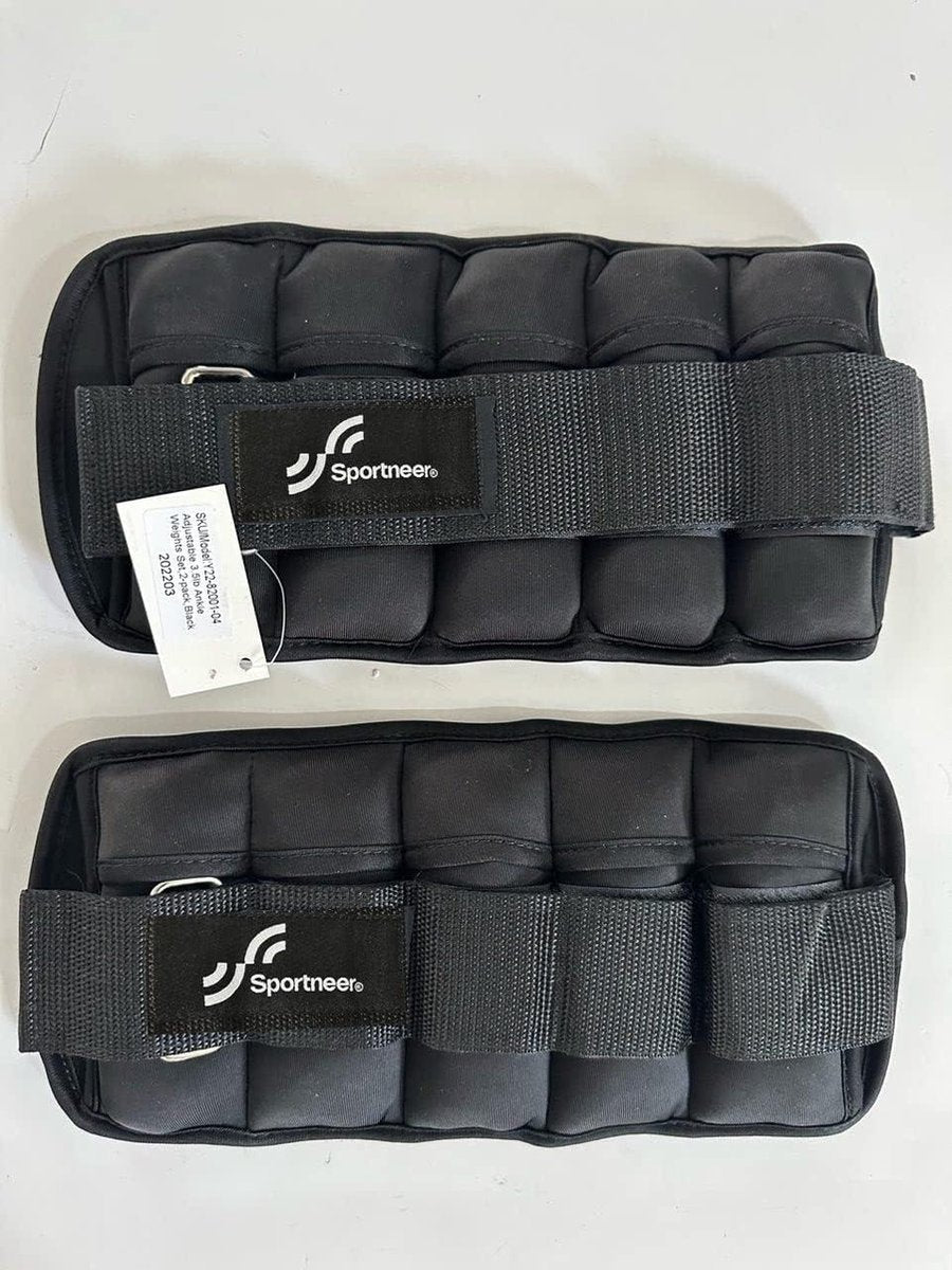 Verstelbare enkelgewichten set - Sportneer 0,22 kg tot 0,9 kg per enkel - 0,45-1,8 kg per paar - Zwart