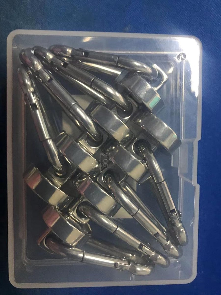 Magnetic Hooks, Powerful Neodymium Magnet with Carabiner, Diameter 20MM Maximum 15KG Load, Suitable for Kitchen, Refrigerator, Garage, Office, 8 Pieces