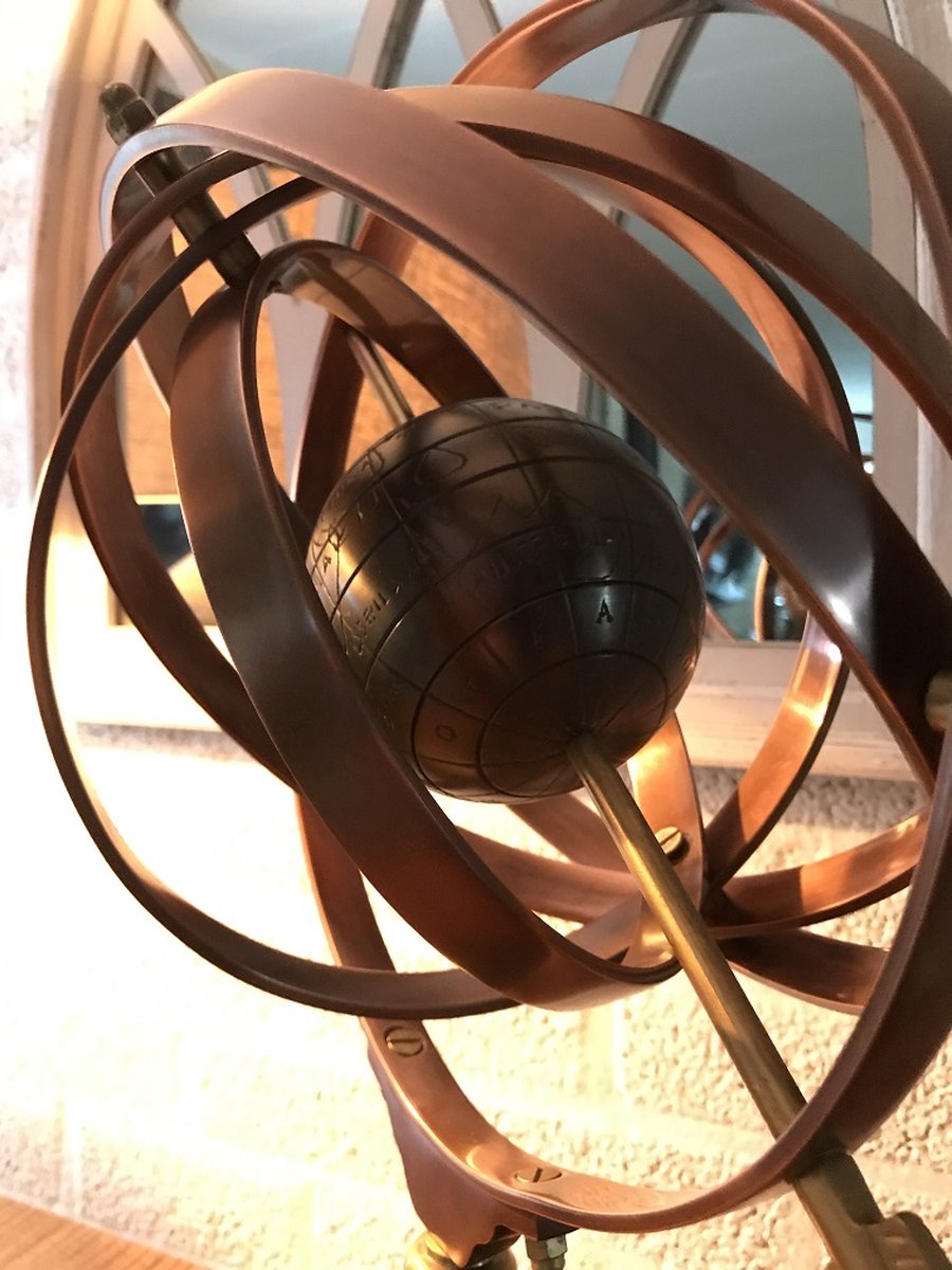 Sundial with earth as a centerpiece, on a base