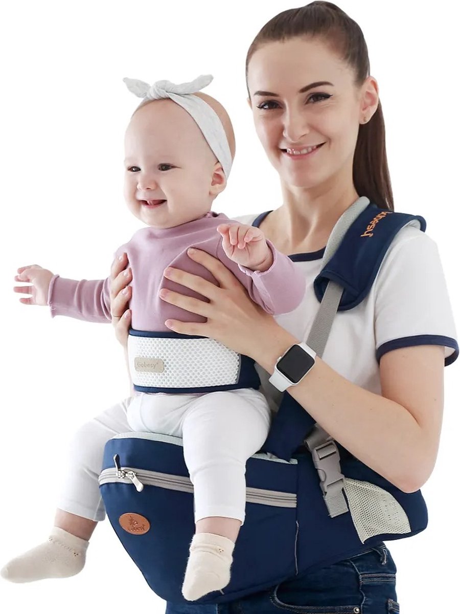 Baby Heupdrager met Extra Band en Nek Band – Grijs – Heupsteun voor Baby en Peuter – Draagtas met Veiligheidsband tegen Rugklachten – Kind Hip Seat Carrier