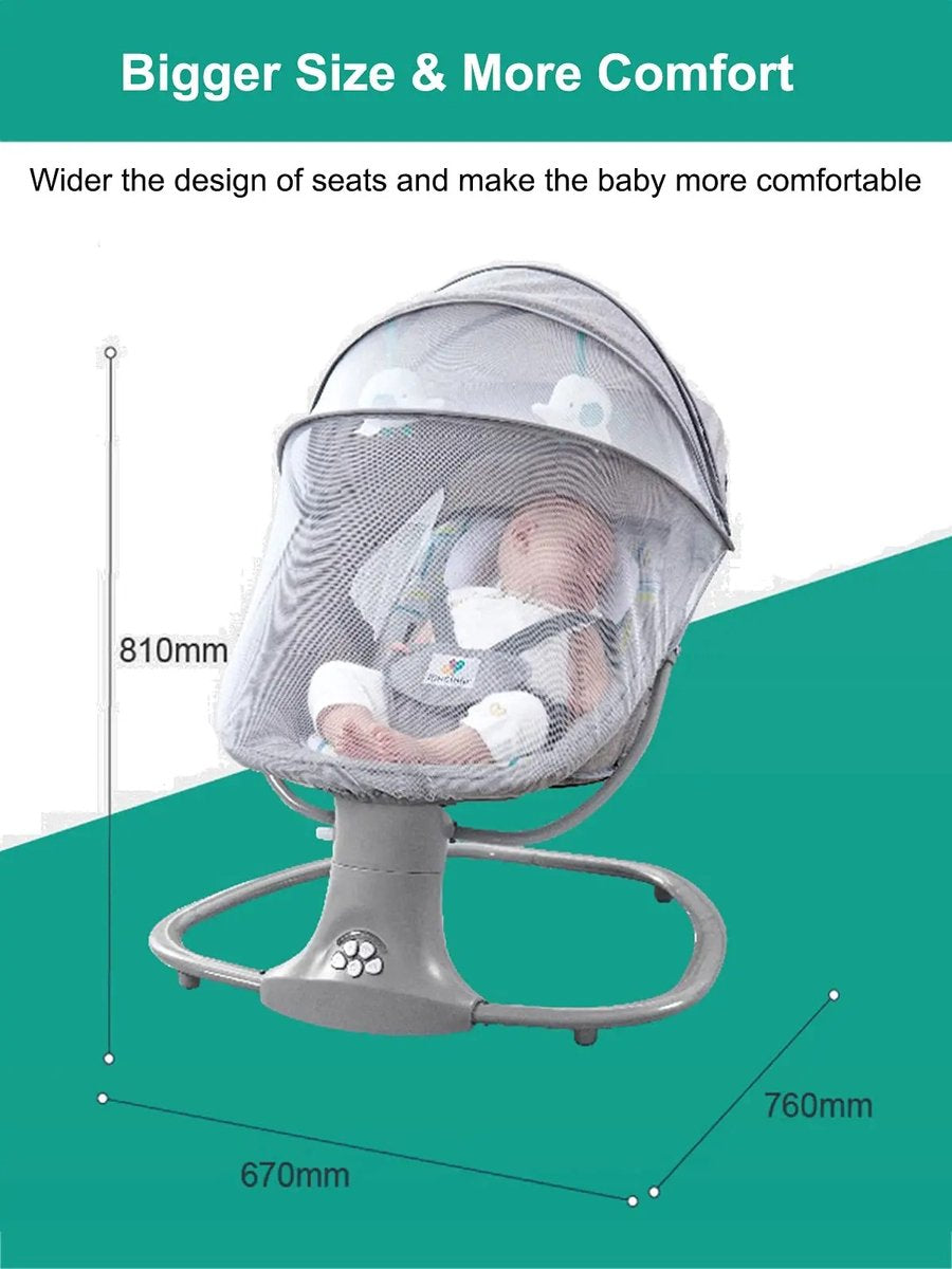 RM Store® - Elektrische Schommelstoel - Schommelwieg - Babywieg - Wipstoel - Peuterstoel - Automatische Babywieg - Babyswing - Wiegstoel - Met Muziek - 67x76x81 cm.
