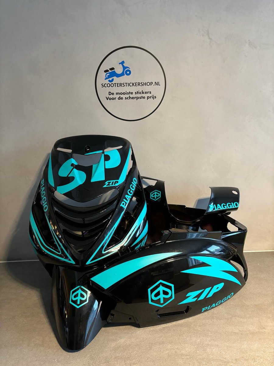 Piaggio Zip - SP pakket - Piaggio Zip Accessoire - Scooter Accessoires - Scooter Stickers - Stickerpakket - Turquoise - Mat