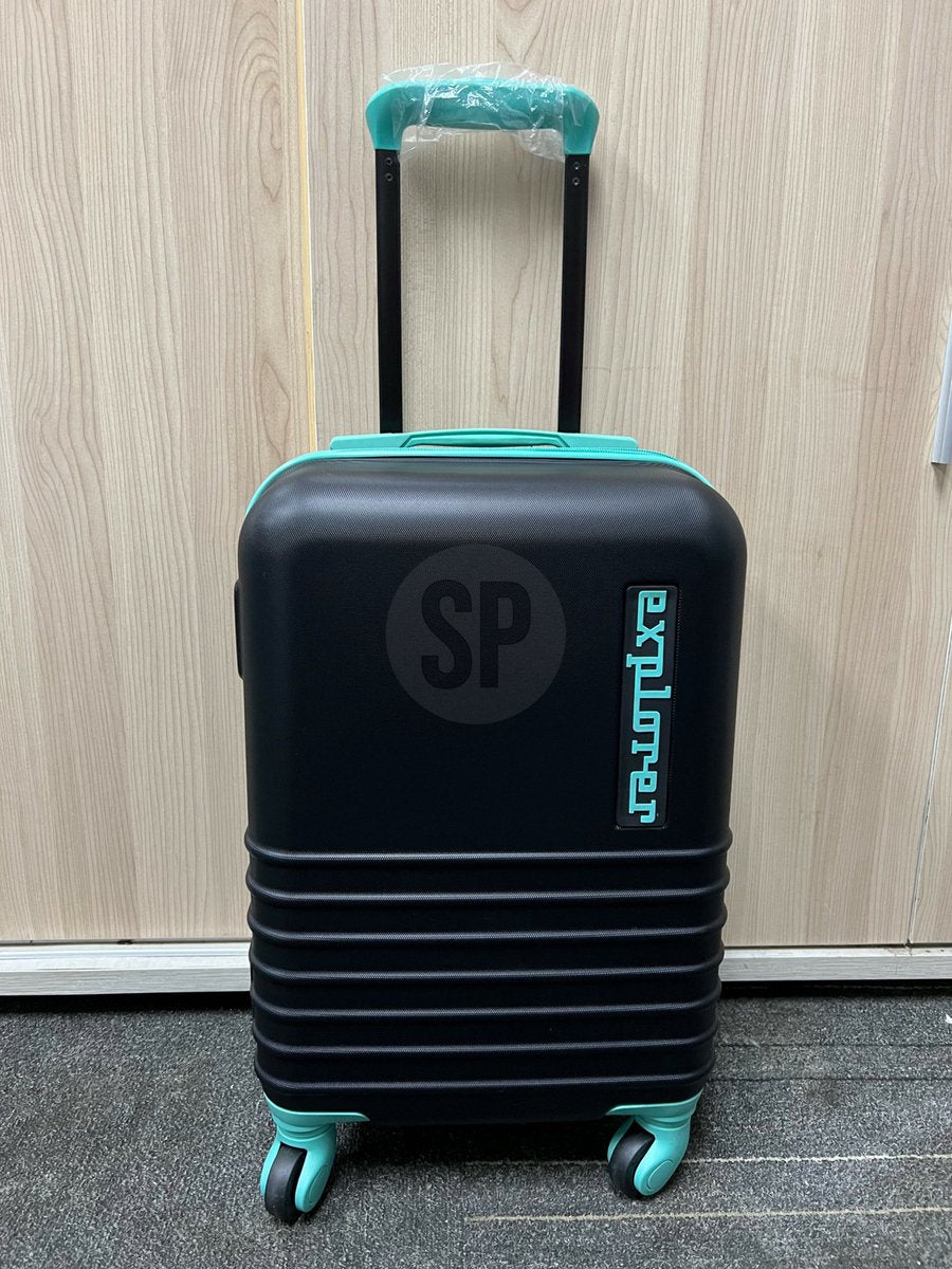 Cabin handbagage reistrolley koffer - zwenkwielen - 34 x 22 x 52 cm - 30 liter - zwart/mint - cijferslot