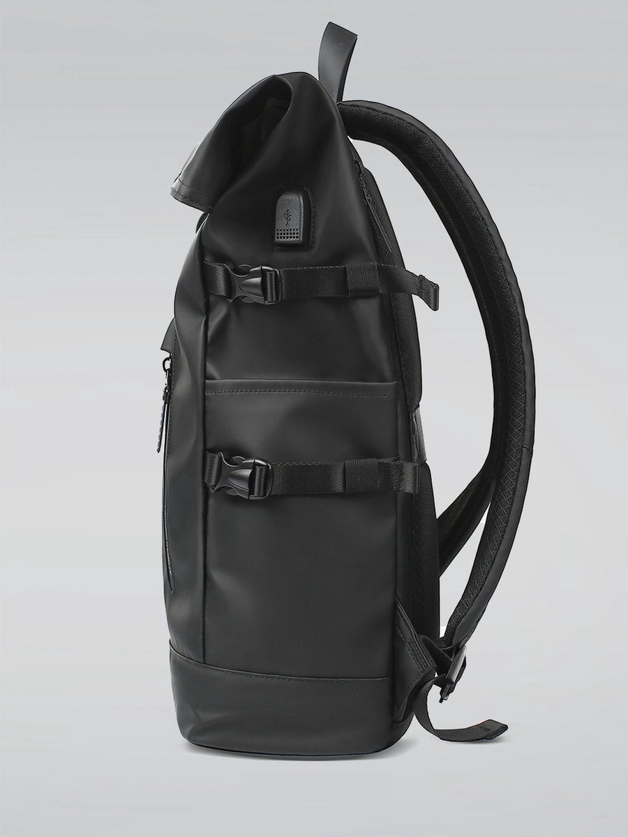 Avoir Avoir® Rolltop Rugzak - Dames en Heren - Waterdicht - Laptoptas 15,6 Inch - 40 Liter Rugtas - Verstelbare Reistas - Backpack Rugzak Zwart