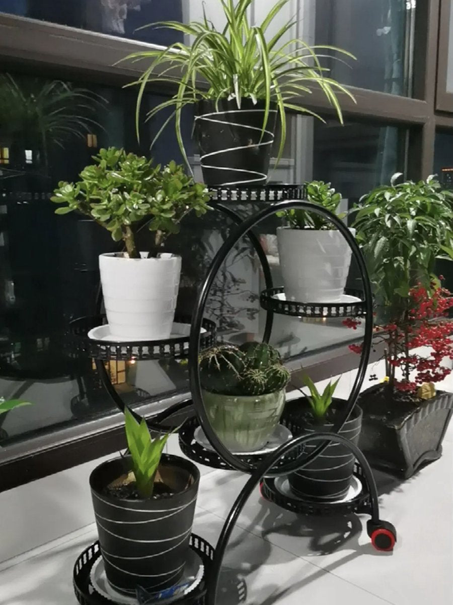J&R Plantenrek – Metaal – 6 Lagen - zwart - planten standaard - Woondecoratie - Bloempotten - Plantentoren