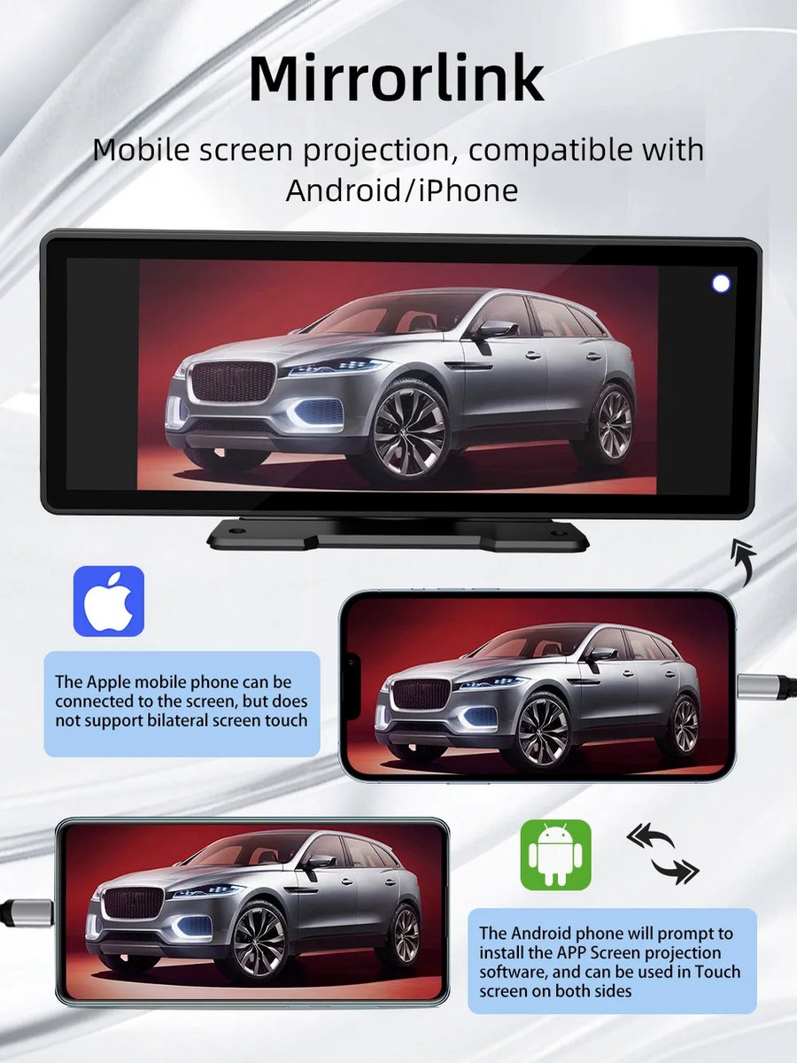 Carplay Scherm - Carplay Dongle - Carplay Apple - Carplay Android - Carplay Draadloos - Car Play - Carplay Dongle Apple - Carplay Dongle Android - Zonder Camera - Auto Radio - Multimedia Scherm -Wifi Video Speler - Universeel Scherm