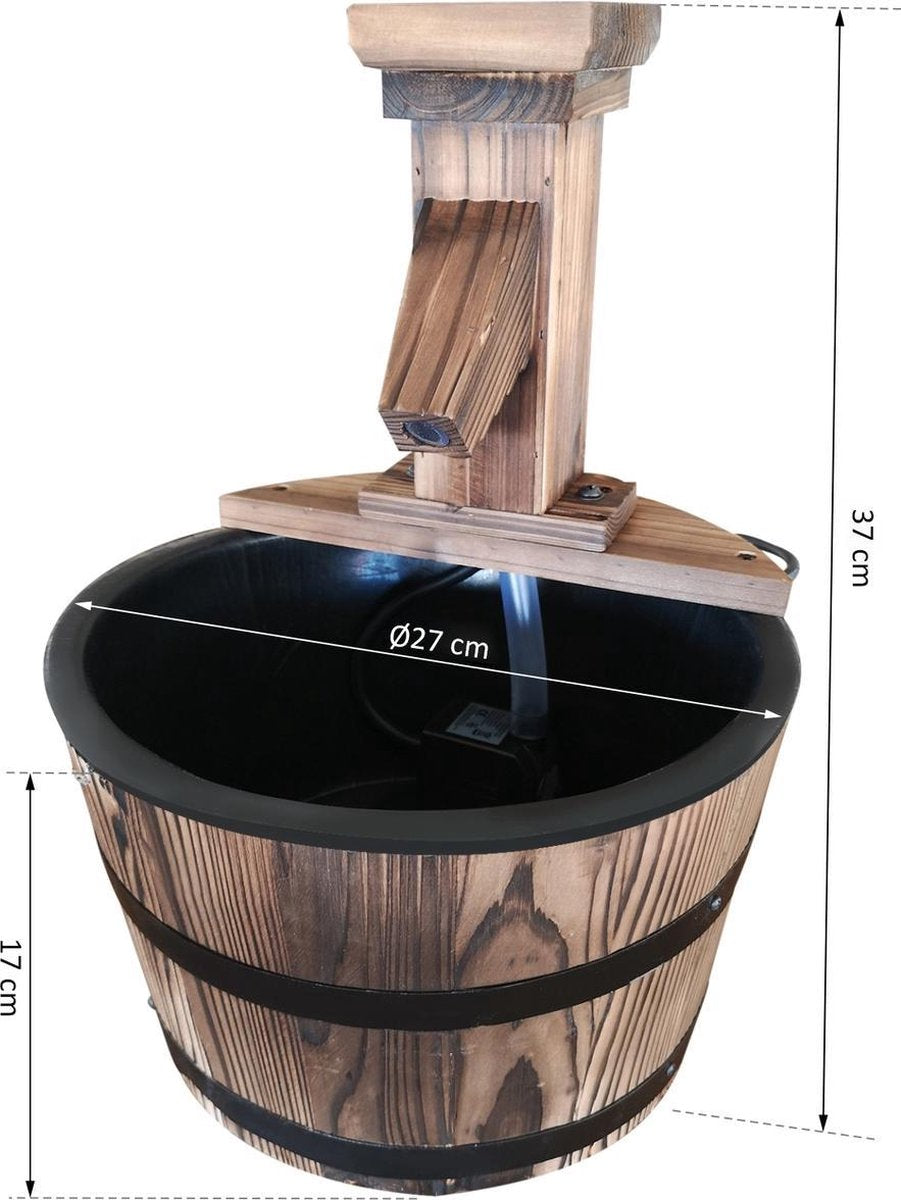 Fountain - Water Fountain - Garden Decoration - Outdoor Planter - Rain Barrel - Garden Decor - Dark Brown - ø27 x 37 cm