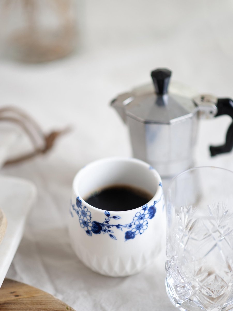 Heinen Delfts Blauw | Blauw Vouw Koffiekop - 180 ml - 4 stuks
