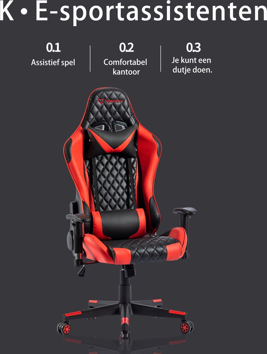 Seven Comfort - Game Stoel - Gaming Stoel - Gaming Chair - Zwart - Bureaustoel Met Nekkussen & Verstelbaar Rugkussen - Instelbare Zithoogte