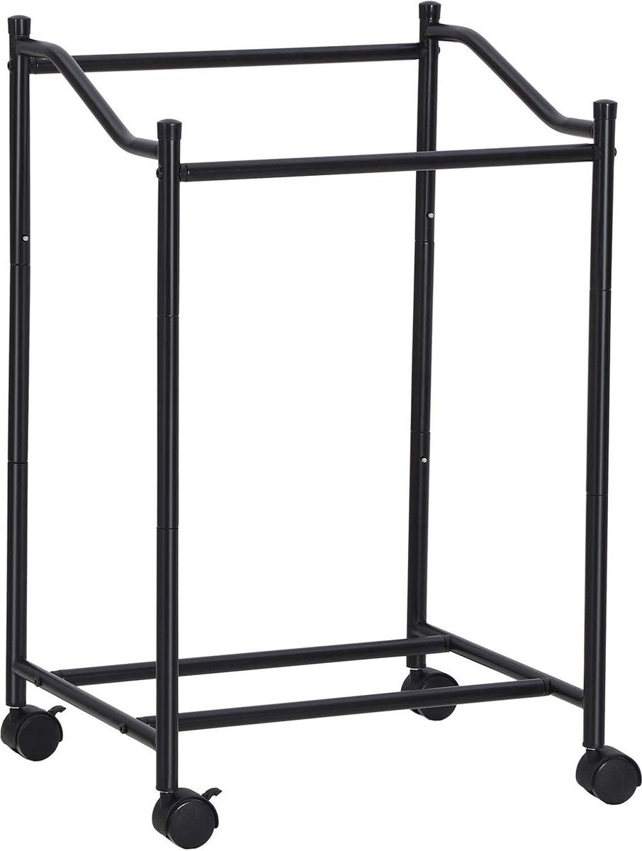 Laundry sorter with wheels - 2 compartments - laundry basket for laundry collector - laundry cart with removable bags - capacity 90 liters - black laundry sorter