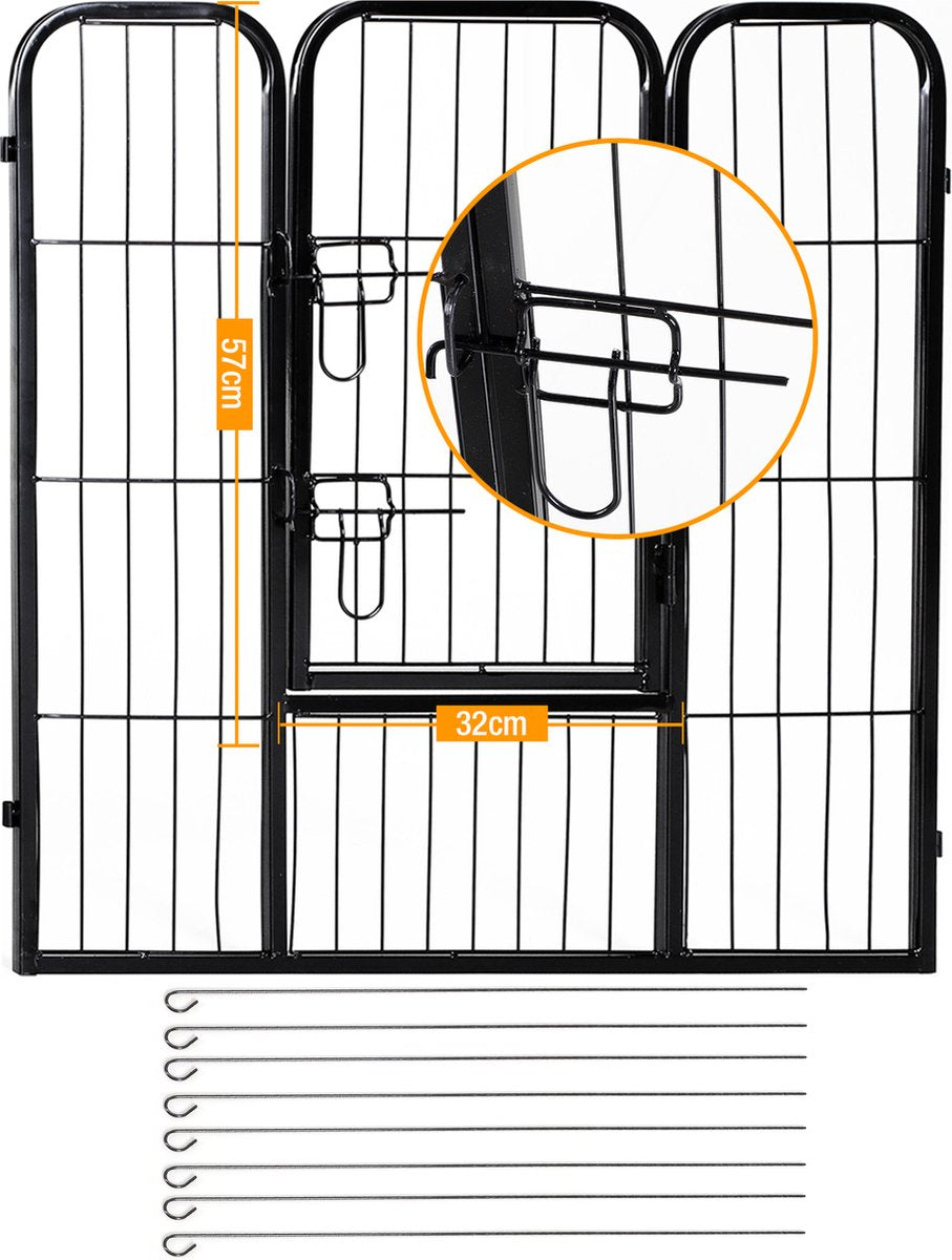 Dog run XL - Puppy run - Dog crate - Steel - 80 cm high - 640 cm circumference - Expandable