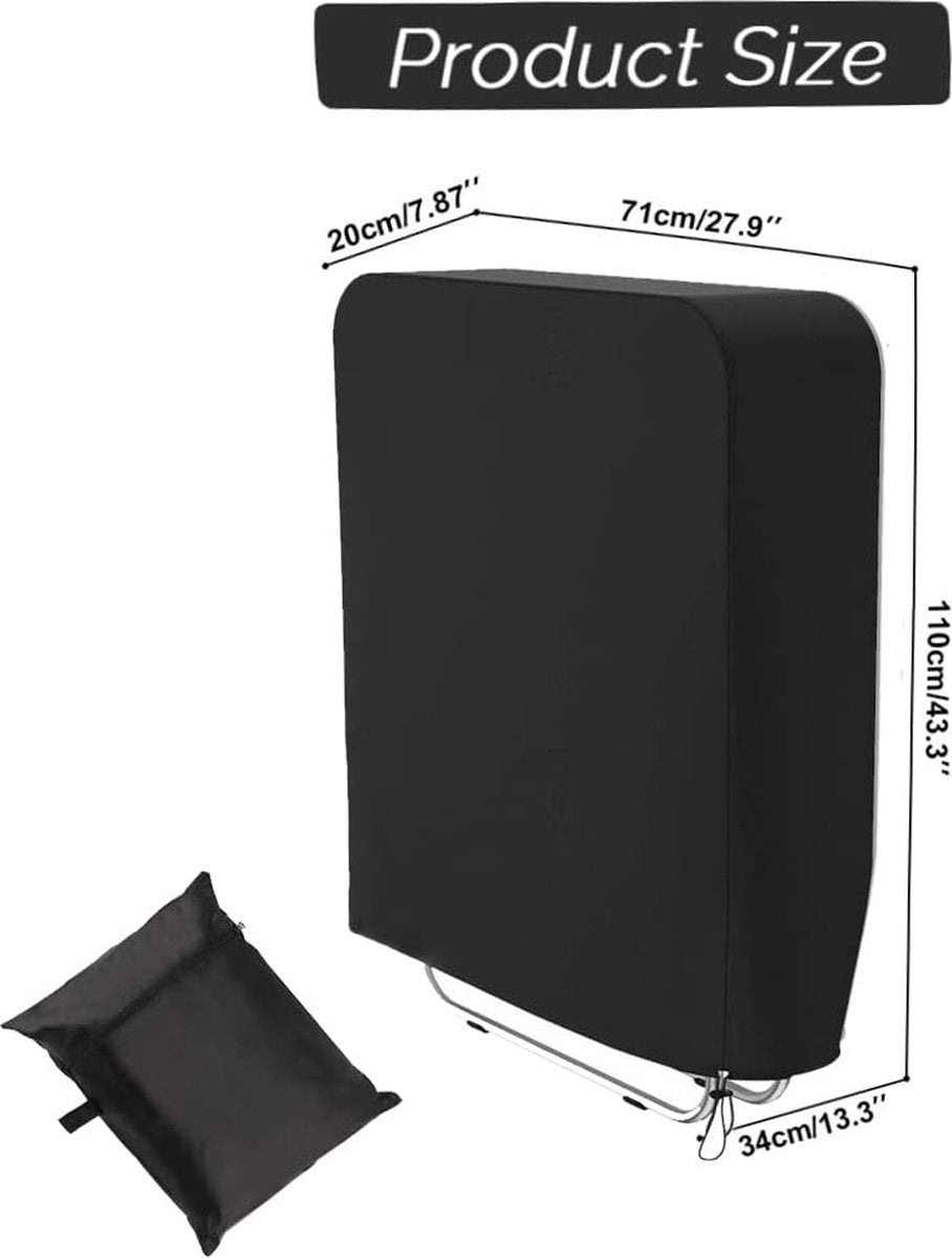 Opvouwbare stoelhoes, 2 stuks, tuinstoelen, beschermhoes, winddicht, anti-UV, waterdicht, voor ligstoel, vouwstoel, vergaderstoel, dekstoel, inklapbaar, tuinmeubelen, met draagtas (zwart)