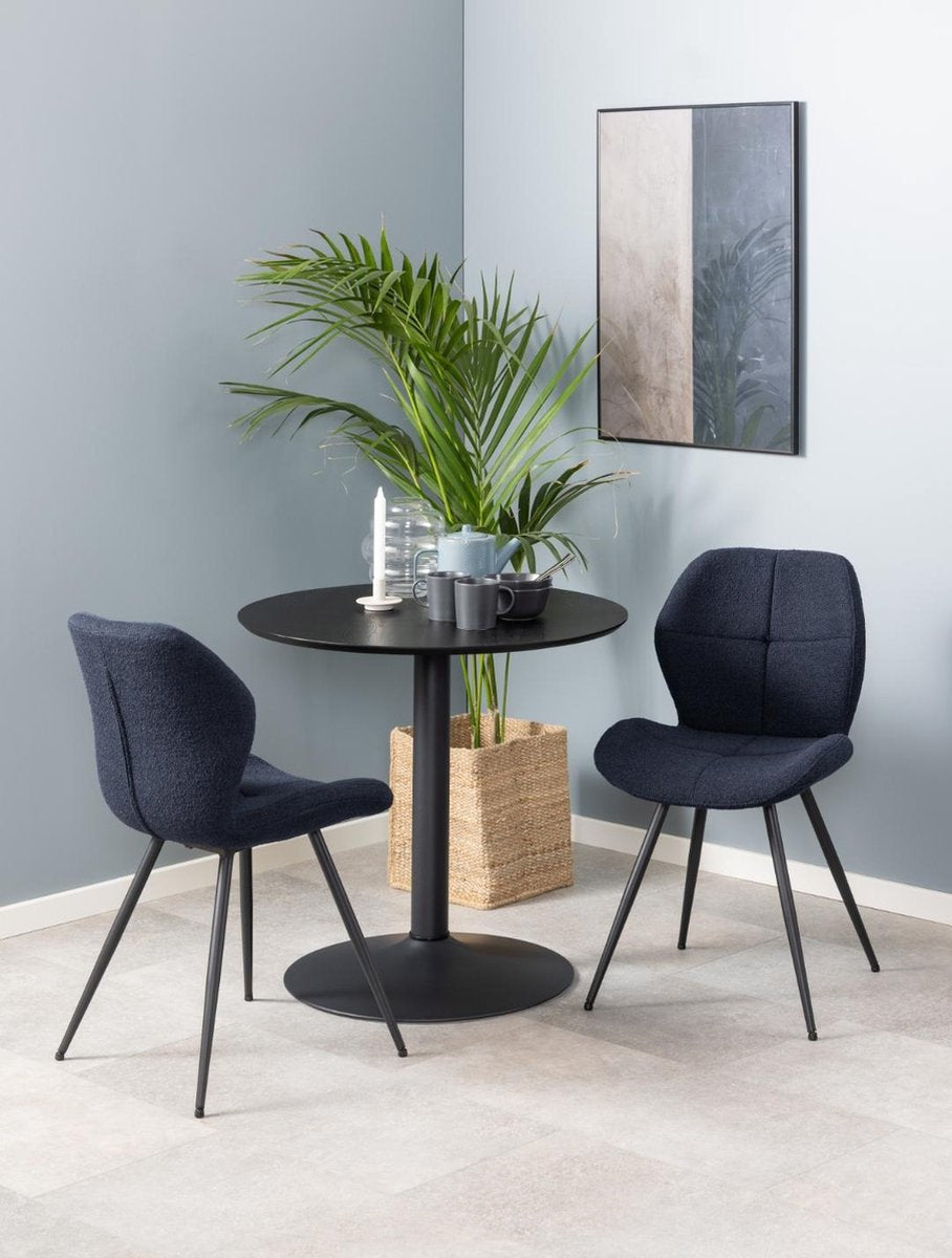 Eettafel Heeze - MDF - Zwart - Ø 80 cm en 75 cm hoog - Rond - Eetkamertafel - Keukentafel