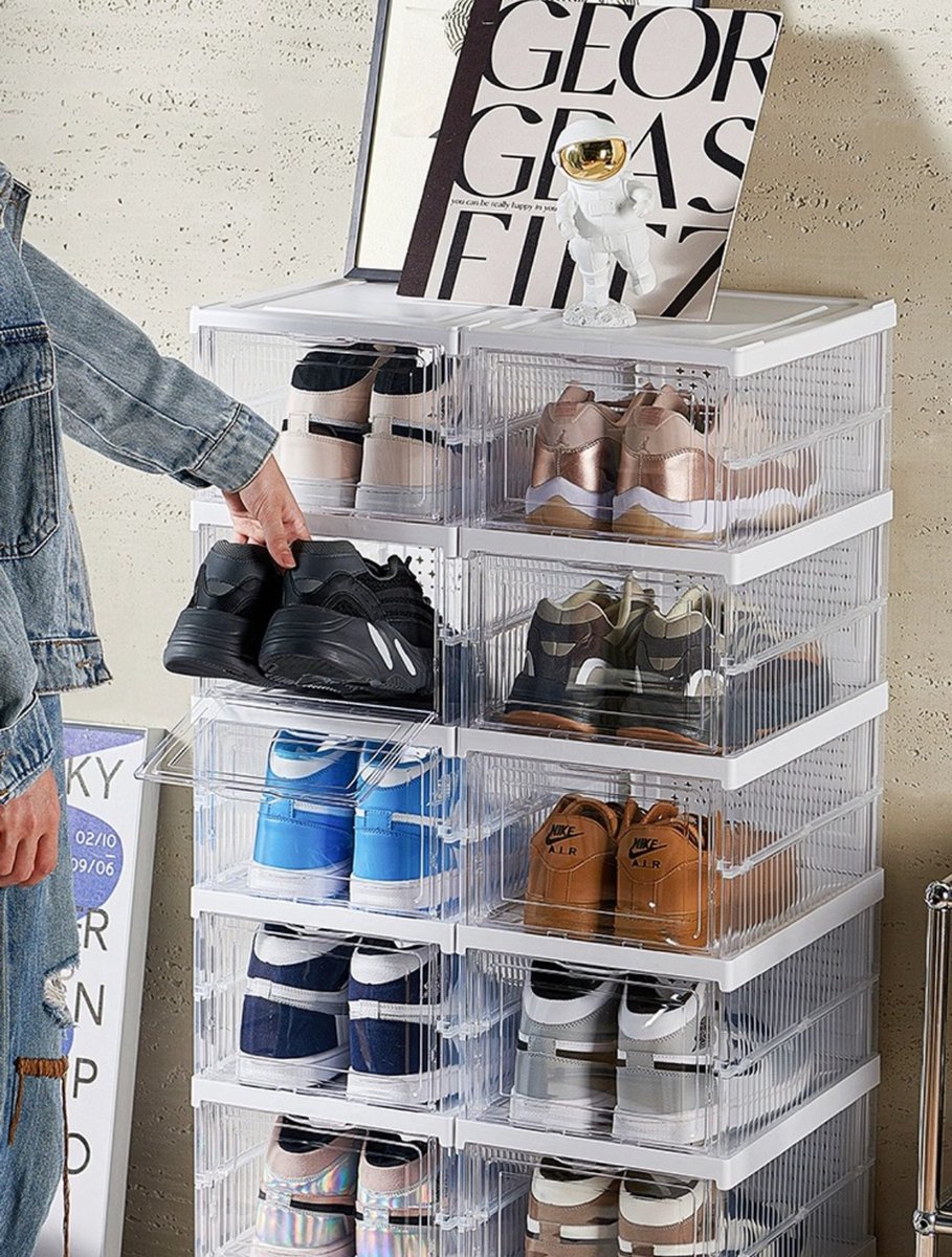 Schoenendoos - Schoenendoos transparant - Schoenenbox - Sneakerbox - Opbergdoos voor schoenen - Schoenenkast - Opbergdozen - Set van 6 - Opvouwbaar - Ademend - 34,5 x 25,5 x 20 cm - Model: 1158-6