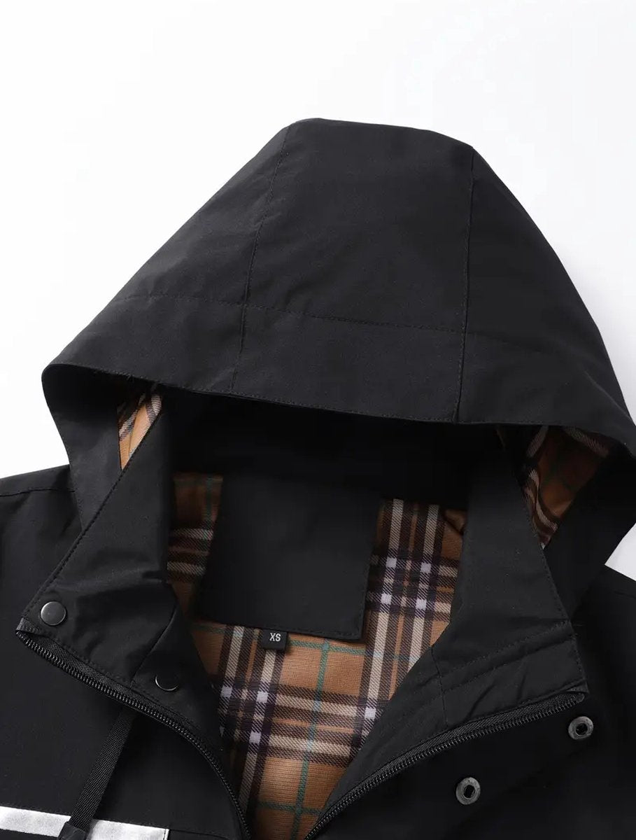 Men's Casual Windbreaker with Hood, Cargo Jacket, Regular Fit Jacket for Spring and Autumn Outdoor Hiking