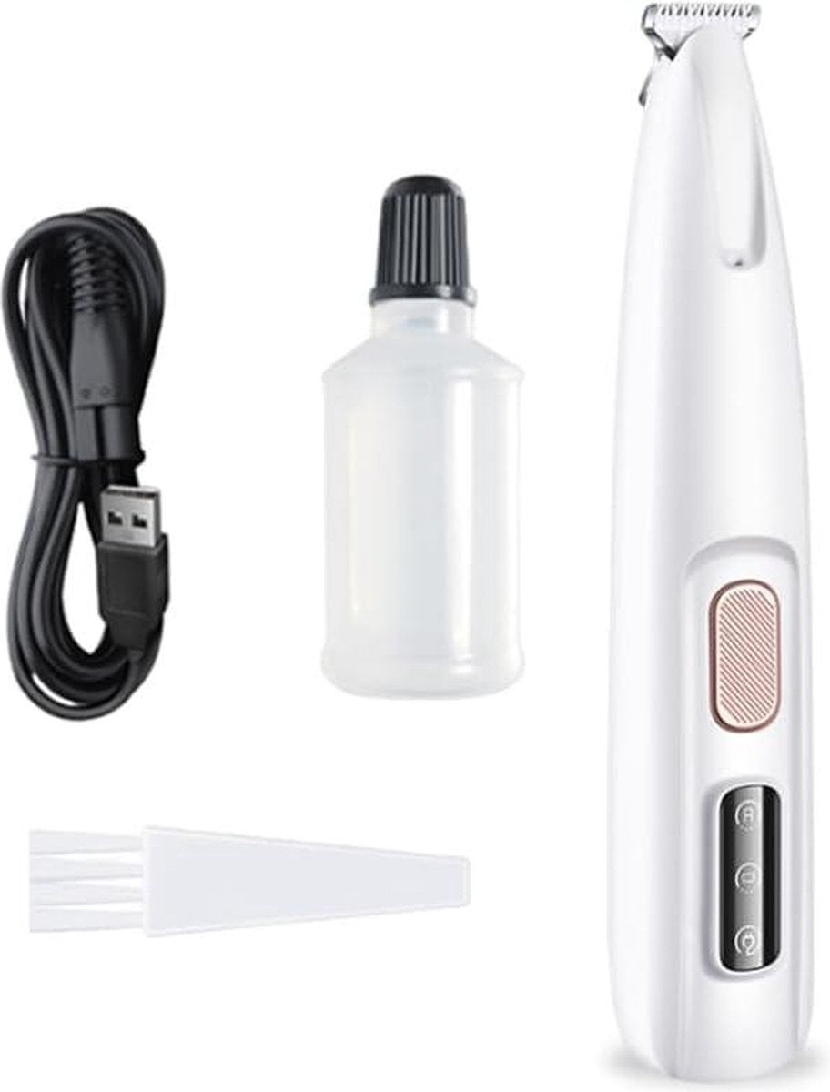 Paw trimmer with LED light waterproof - Rechargeable trimmer for dogs and cats - Paws eyes ears face (white)