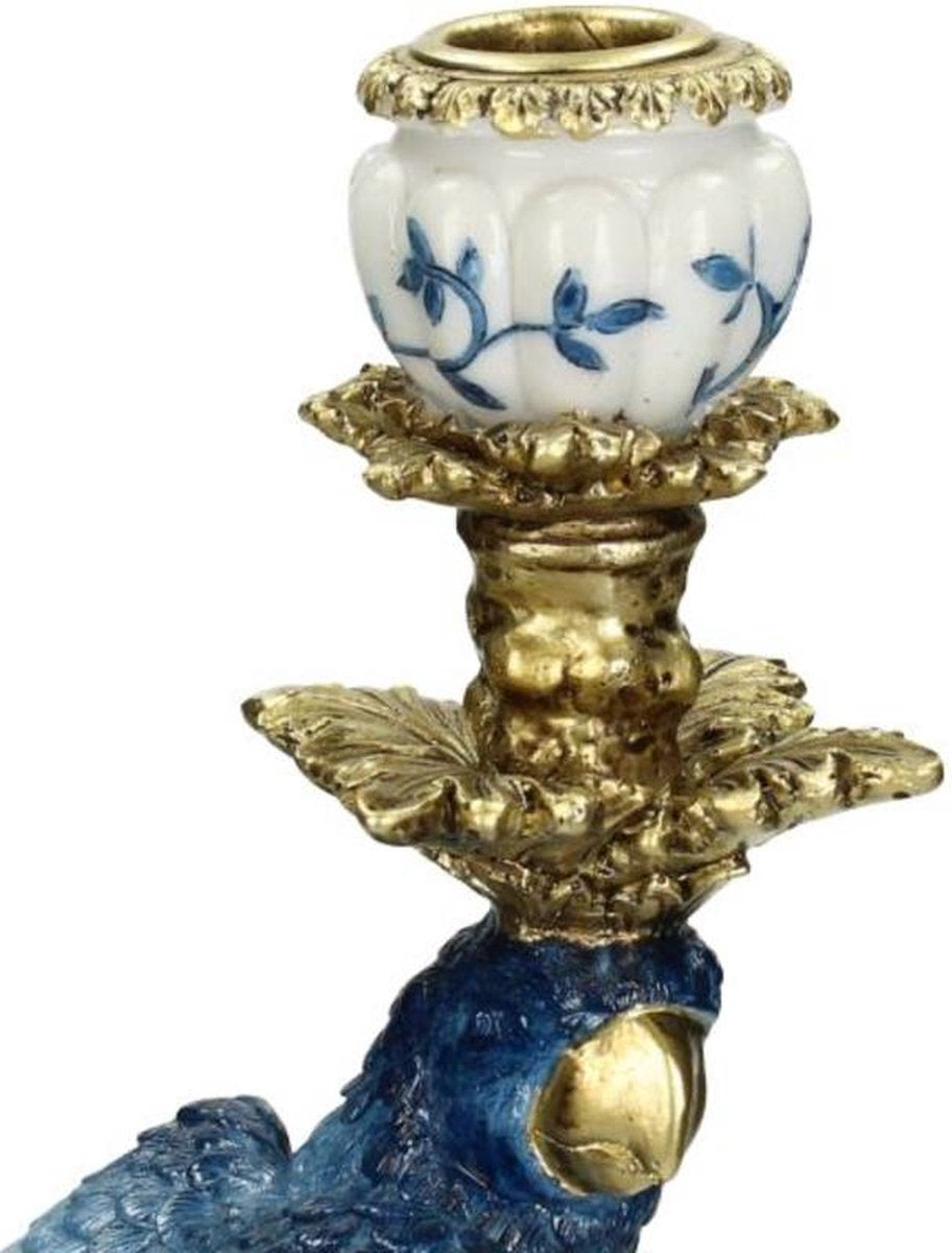 Kandelaar Vogel Polyresin Blauw 15 X 13 X 39.7