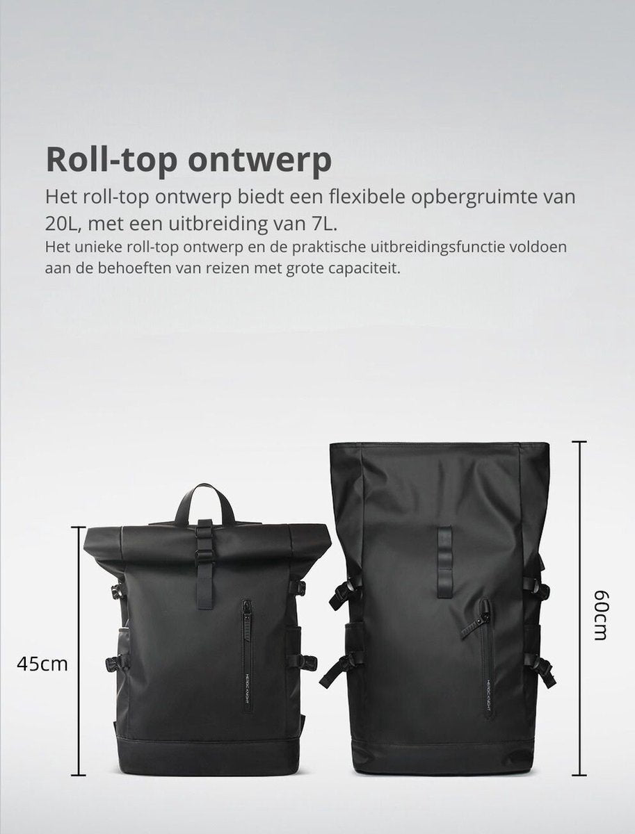 Avoir Avoir® Rolltop Backpack - Dames en Heren - Waterdicht - Laptoptas 15,6 Inch - 40 Liter Rugzak - Verstelbare Reistas - Backpack Rugzak Groen