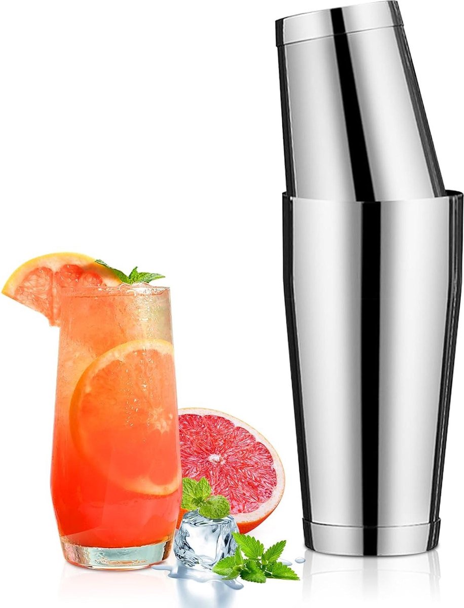 Cocktailset 2-delige roestvrijstalen Boston shaker set 600 ml + 700 ml - voor professionele barkeepers thuis - barfeestjes cocktailliefhebbers